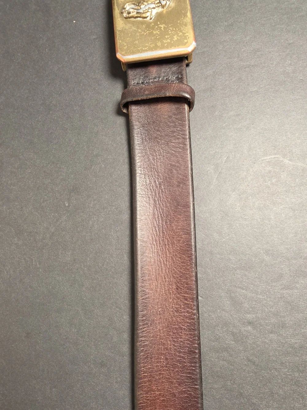 Polo by Ralph Lauren Brown Leather Belt with Distressed Brass Pony Buckle